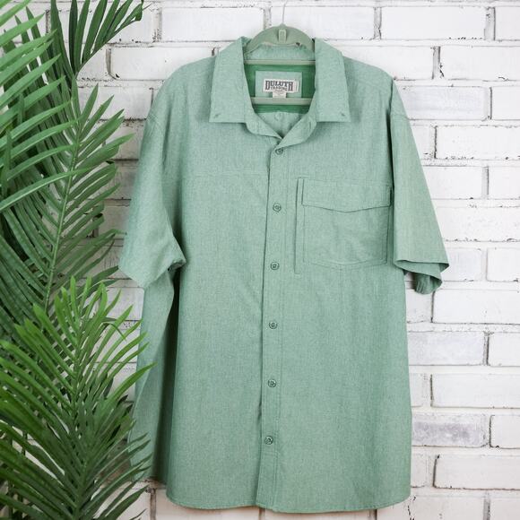Duluth Trading Co Green Button Up Short Sleeved 2XL - Picture 1 of 3